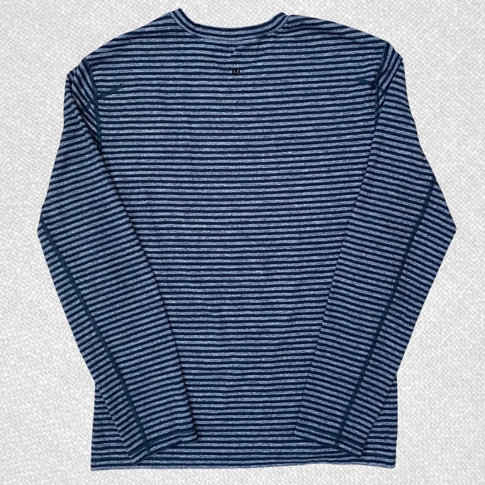Lululemon Speed Long Sleeve Classic Stripe Heathered Black Iris Blue Size L - Picture 6 of 10